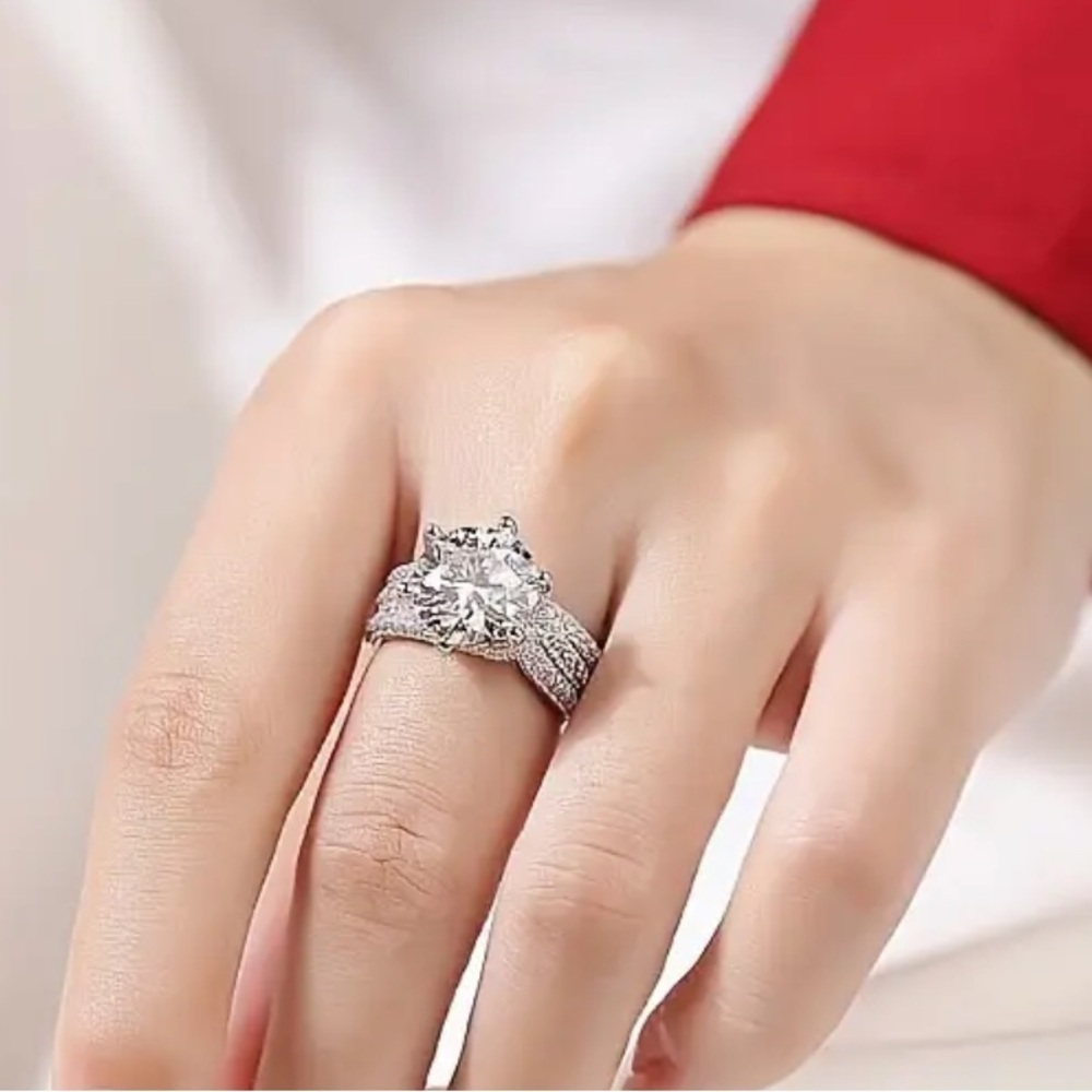 Certified 5ct Moissanite Ring 925 Sterling Silver GRA Engagement Ring Size 8